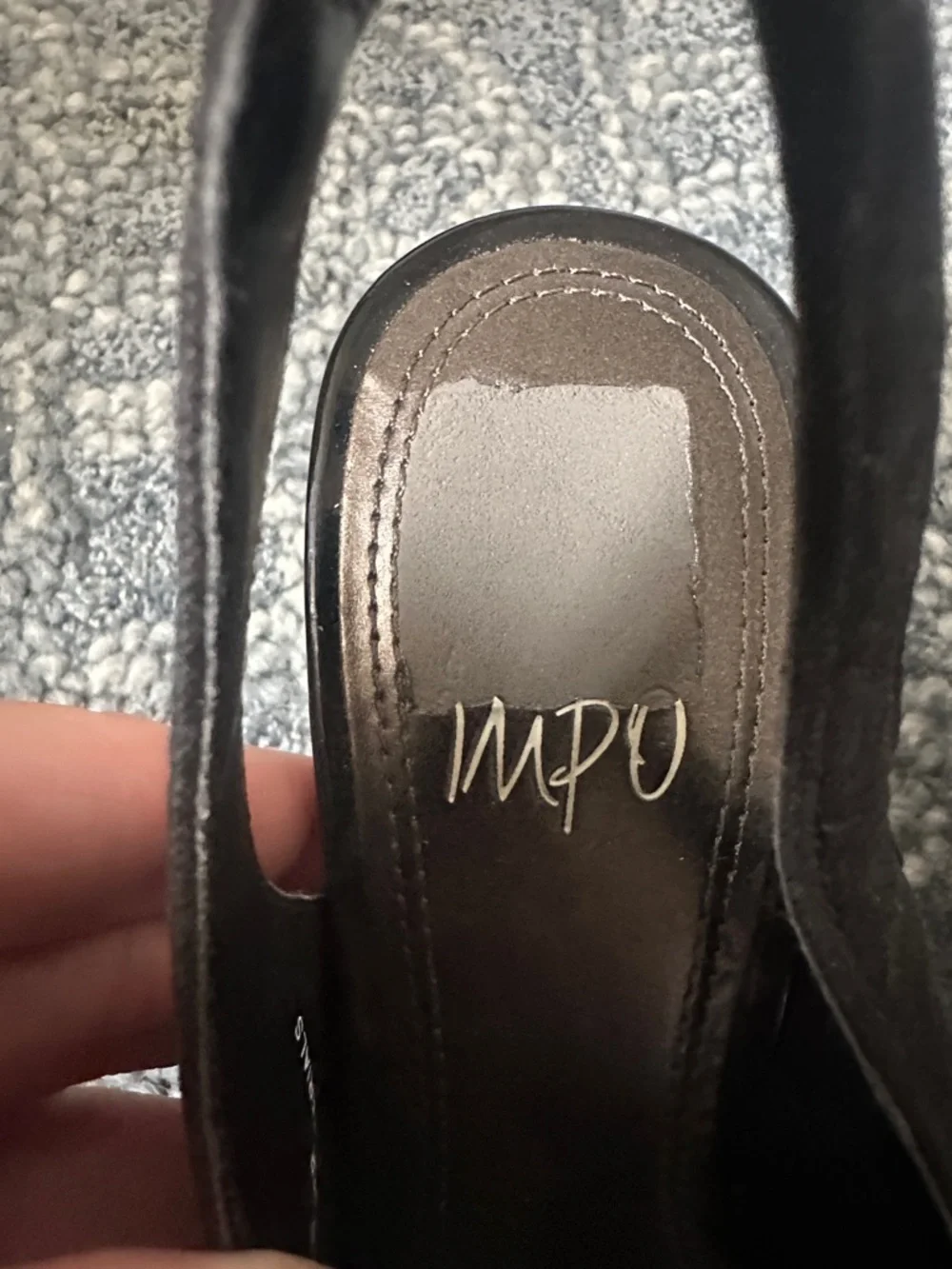 Impo Peep Toe Slingback Wedge Heels Black Checkered Bow Accent